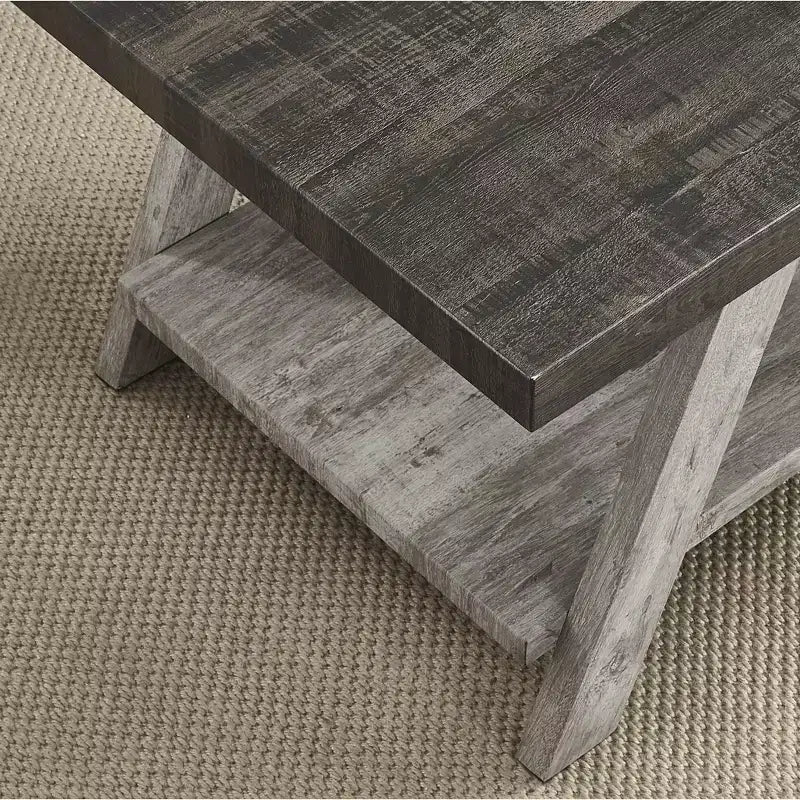 Table d'appoint contemporaine en bois avec étagère, gris