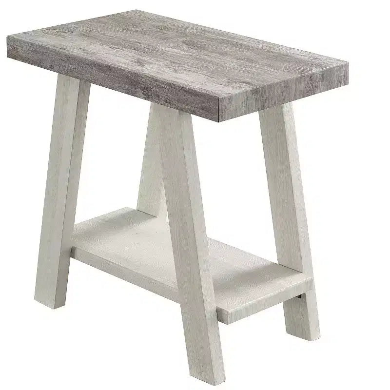 Table d'appoint contemporaine en bois avec étagère, gris