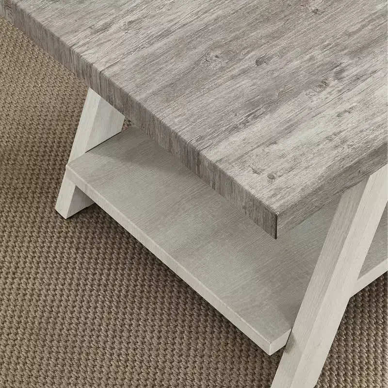 Table d'appoint contemporaine en bois avec étagère, gris