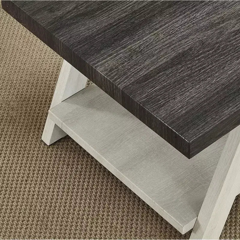 Table d'appoint contemporaine en bois avec étagère, gris