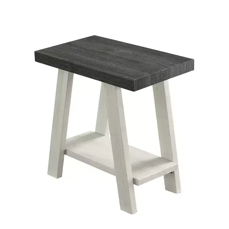 Table d'appoint contemporaine en bois avec étagère, gris