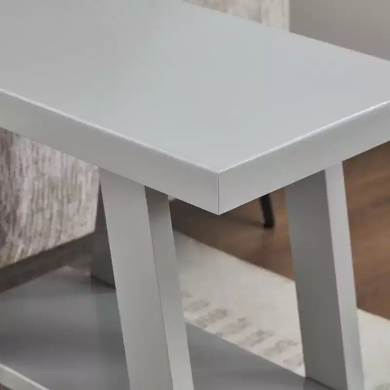 Table d'appoint contemporaine en bois avec étagère, gris