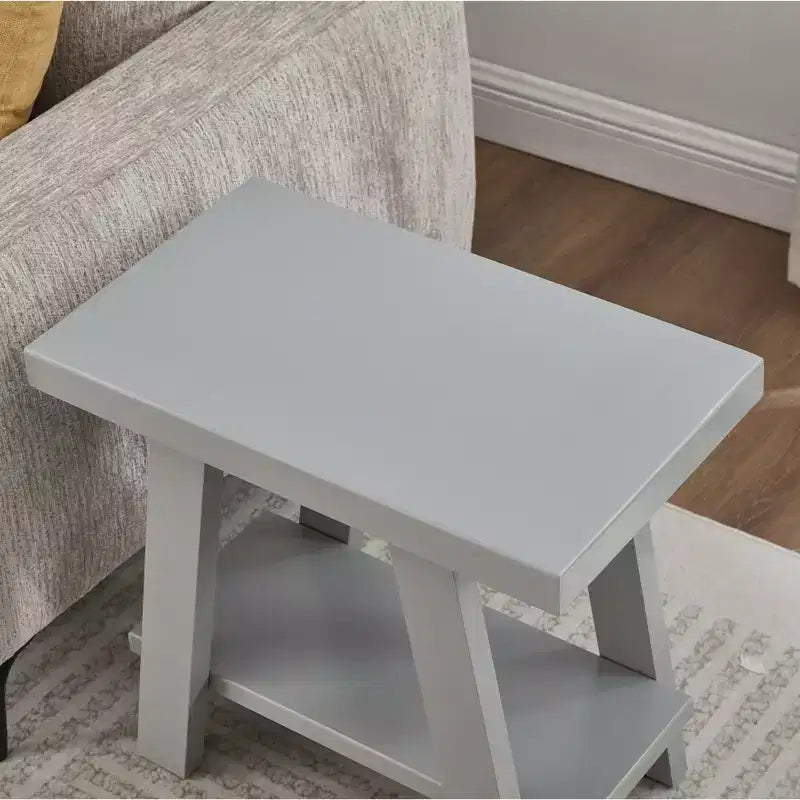 Table d'appoint contemporaine en bois avec étagère, gris