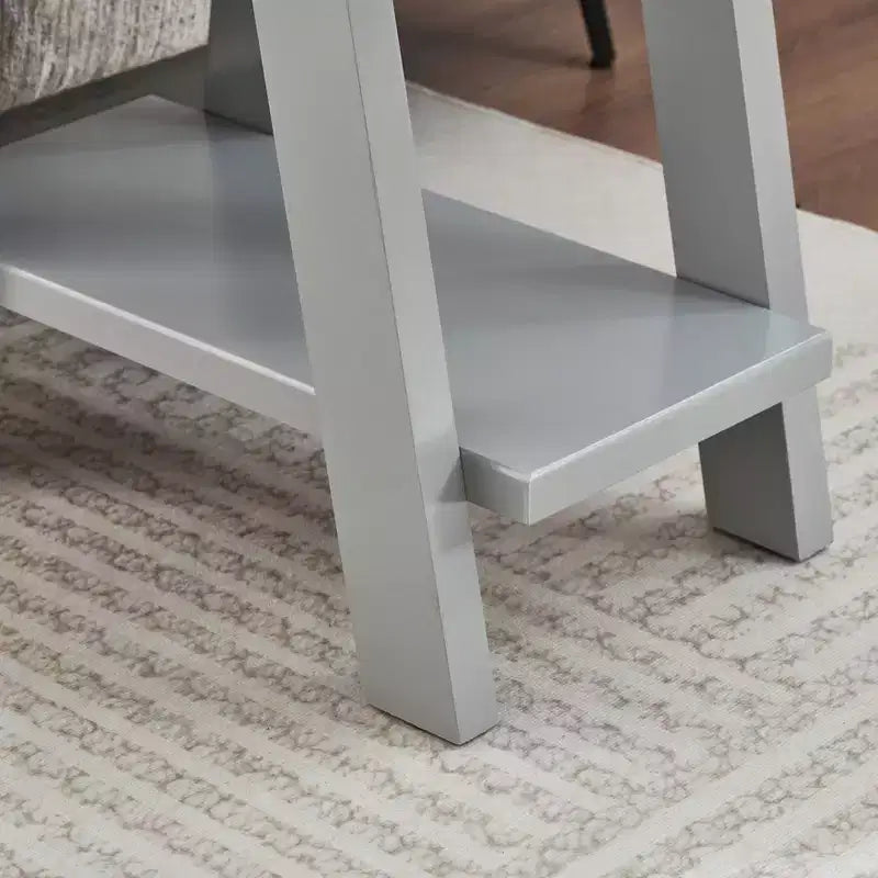 Table d'appoint contemporaine en bois avec étagère, gris