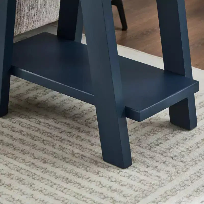 Table d'appoint contemporaine en bois avec étagère, gris