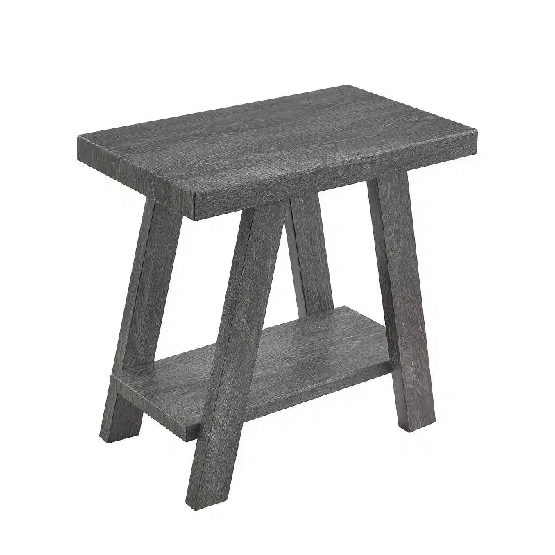 Table d'appoint contemporaine en bois avec étagère, gris