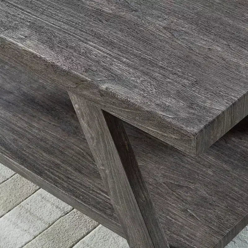 Table d'appoint contemporaine en bois avec étagère, gris