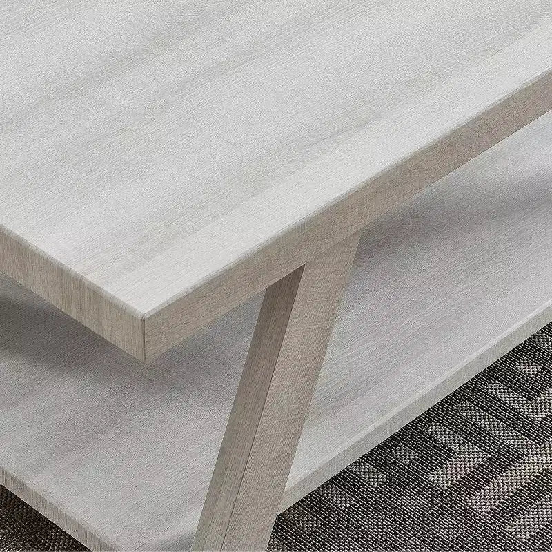 Table d'appoint contemporaine en bois avec étagère, gris