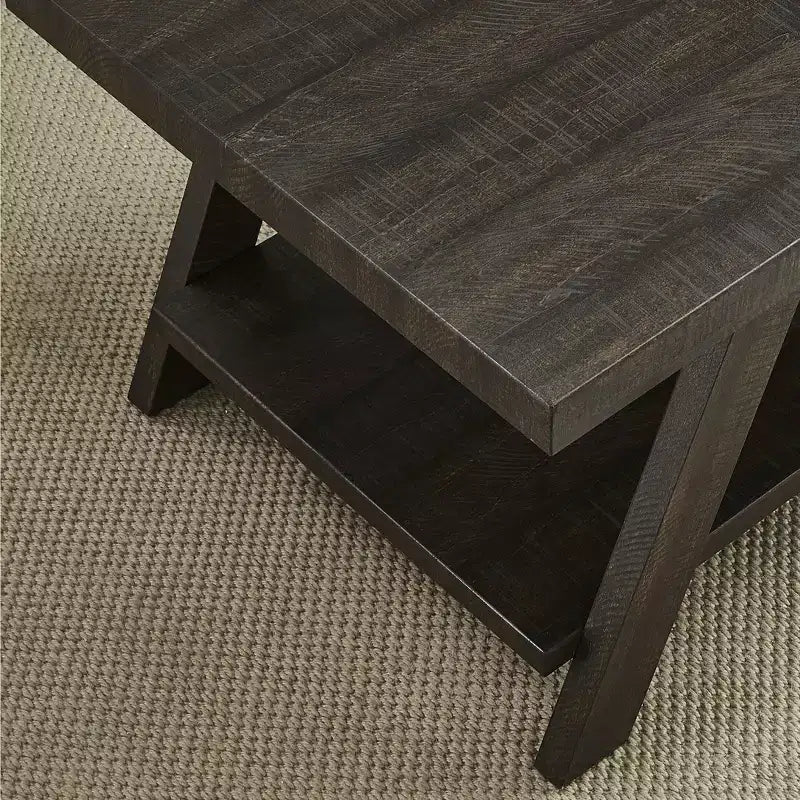 Table d'appoint contemporaine en bois avec étagère, gris