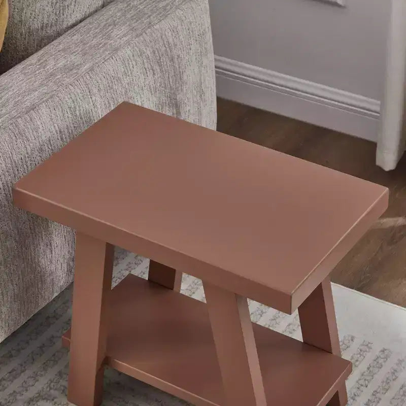 Table d'appoint contemporaine en bois avec étagère, gris