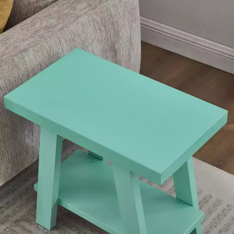Table d'appoint contemporaine en bois avec étagère, gris