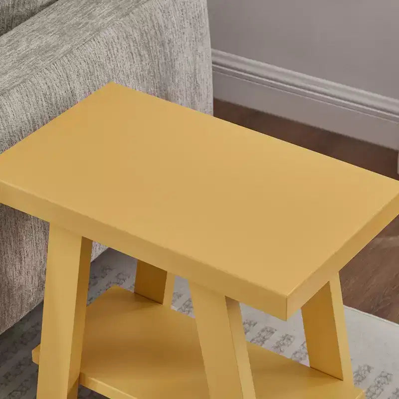 Table d'appoint contemporaine en bois avec étagère, gris