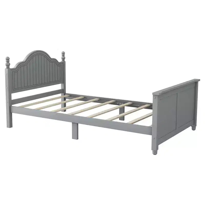 Lit double/grand pour enfants, lit de jour plateforme avec barrières amovibles, tête de lit et pied de lit