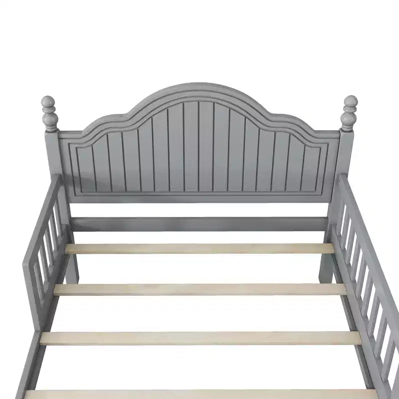 Lit double/grand pour enfants, lit de jour plateforme avec barrières amovibles, tête de lit et pied de lit