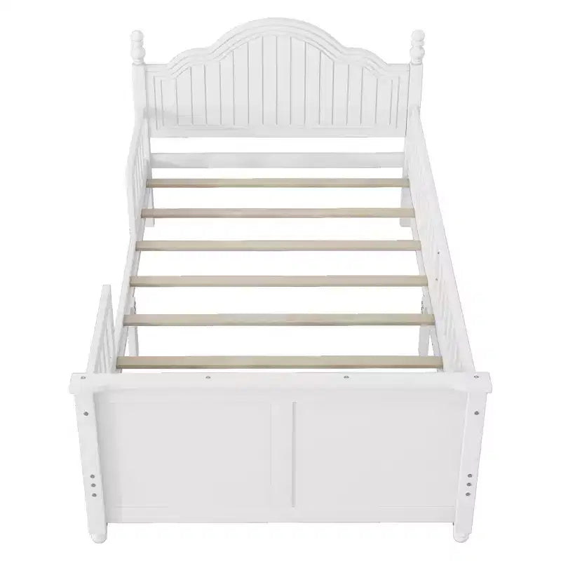Lit double/grand pour enfants, lit de jour plateforme avec barrières amovibles, tête de lit et pied de lit