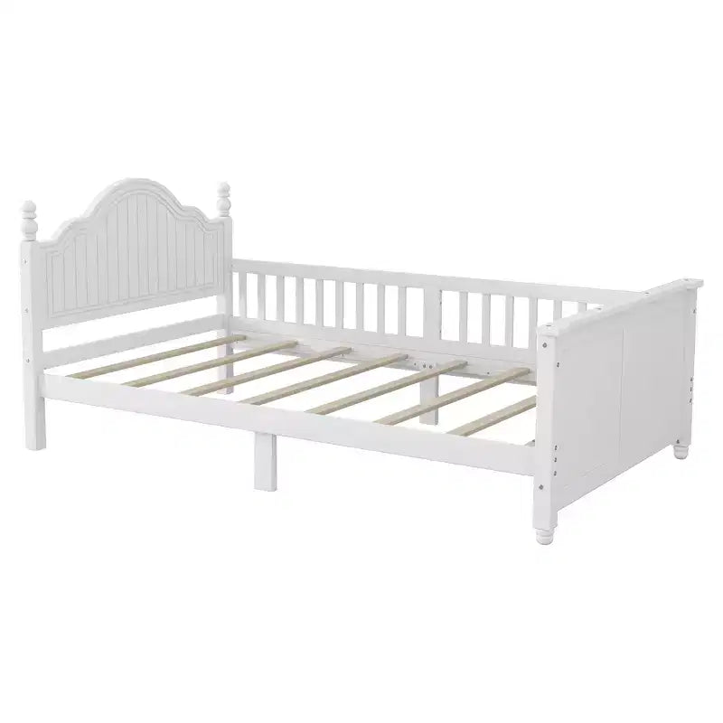 Lit double/grand pour enfants, lit de jour plateforme avec barrières amovibles, tête de lit et pied de lit