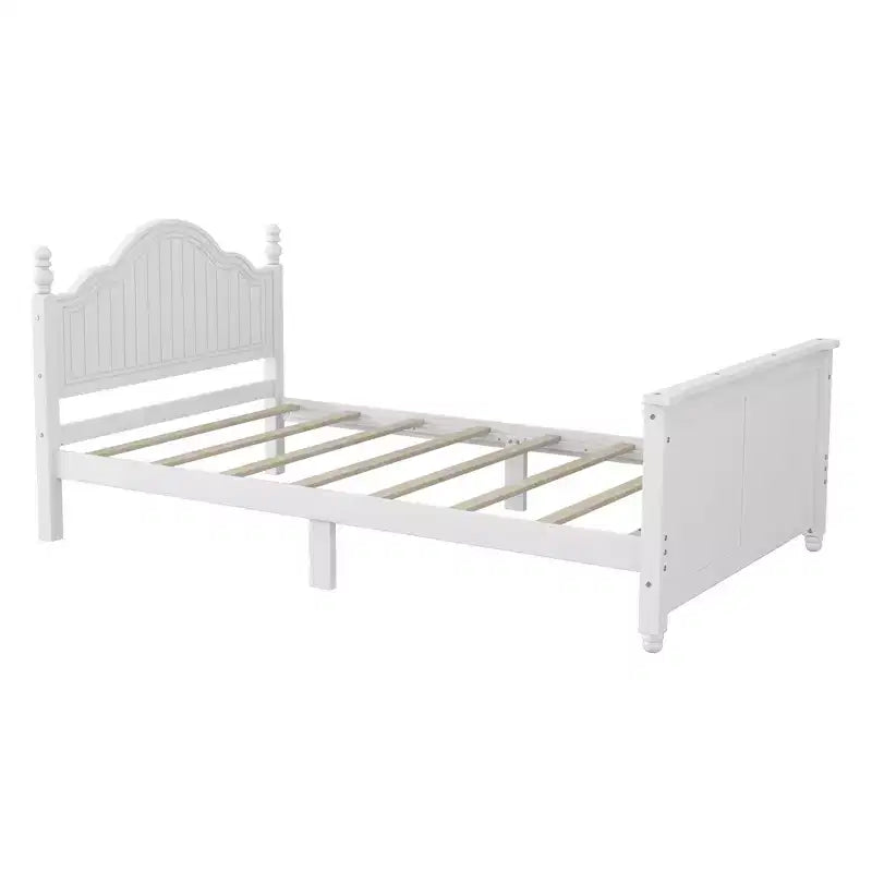 Lit double/grand pour enfants, lit de jour plateforme avec barrières amovibles, tête de lit et pied de lit