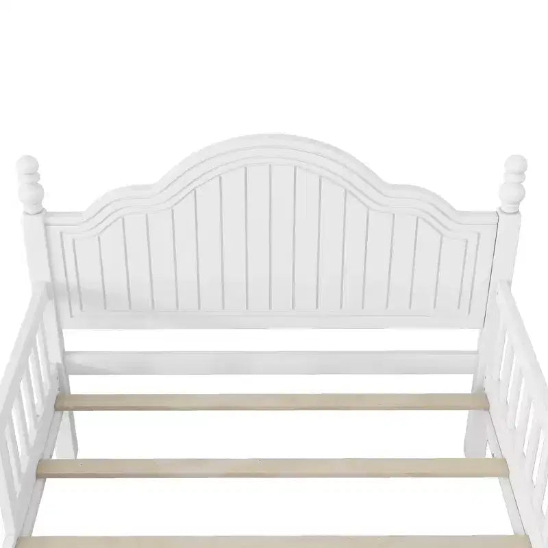 Lit double/grand pour enfants, lit de jour plateforme avec barrières amovibles, tête de lit et pied de lit