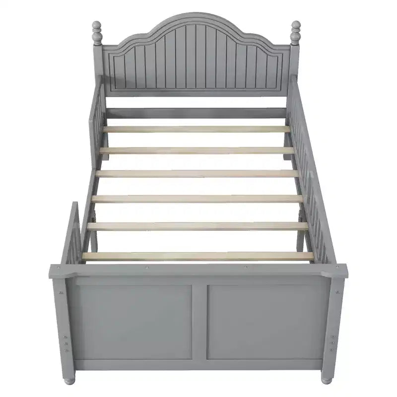 Lit double/grand pour enfants, lit de jour plateforme avec barrières amovibles, tête de lit et pied de lit