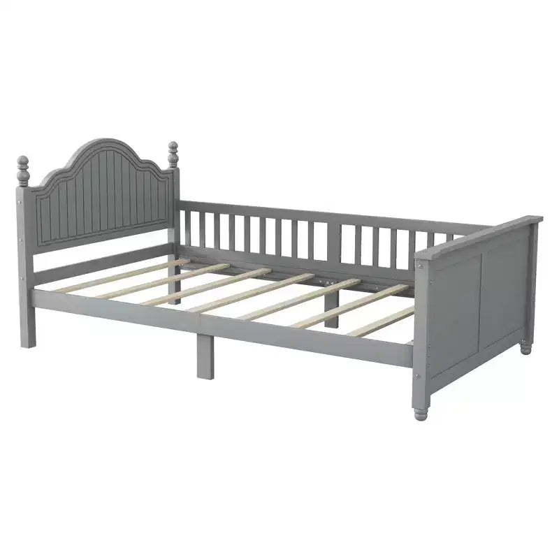 Lit double/grand pour enfants, lit de jour plateforme avec barrières amovibles, tête de lit et pied de lit