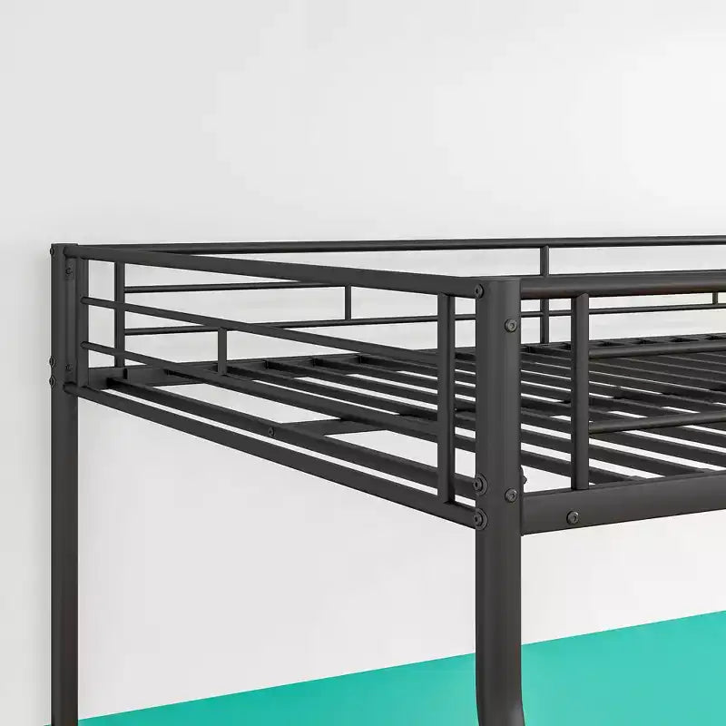 Lit superposé en métal robuste, double sur grand lit, pour adultes, sans bruit, sans sommier tapissier, noir