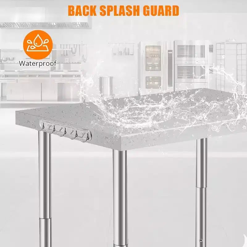 Table de préparation de cuisine 36x24x35 pouces avec étagère inférieure réglable, table de service en acier inoxydable pour restaurant, garage ou hôtel