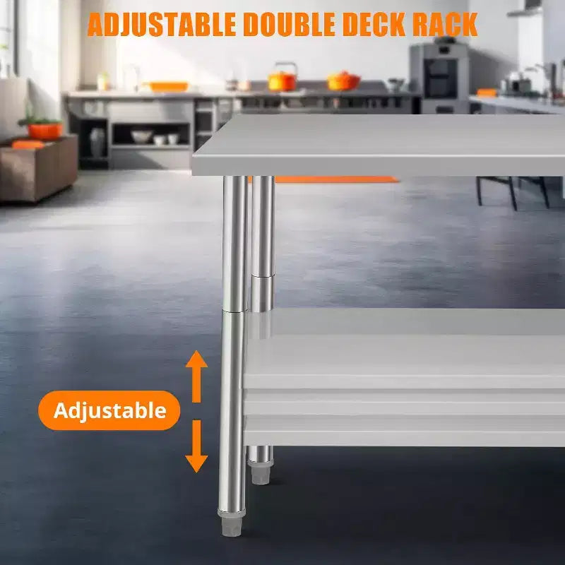 Table de préparation de cuisine 36x24x35 pouces avec étagère inférieure réglable, table de service en acier inoxydable pour restaurant, garage ou hôtel