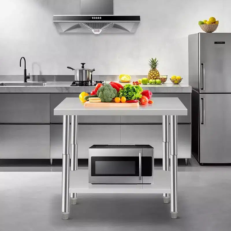 Table de préparation de cuisine 36x24x35 pouces avec étagère inférieure réglable, table de service en acier inoxydable pour restaurant, garage ou hôtel