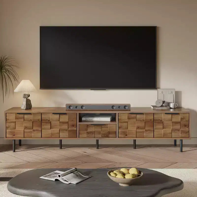 Meuble TV en bois de 78 pouces avec rangement, adapté aux téléviseurs de 85/75/65 pouces, meuble TV pour salon