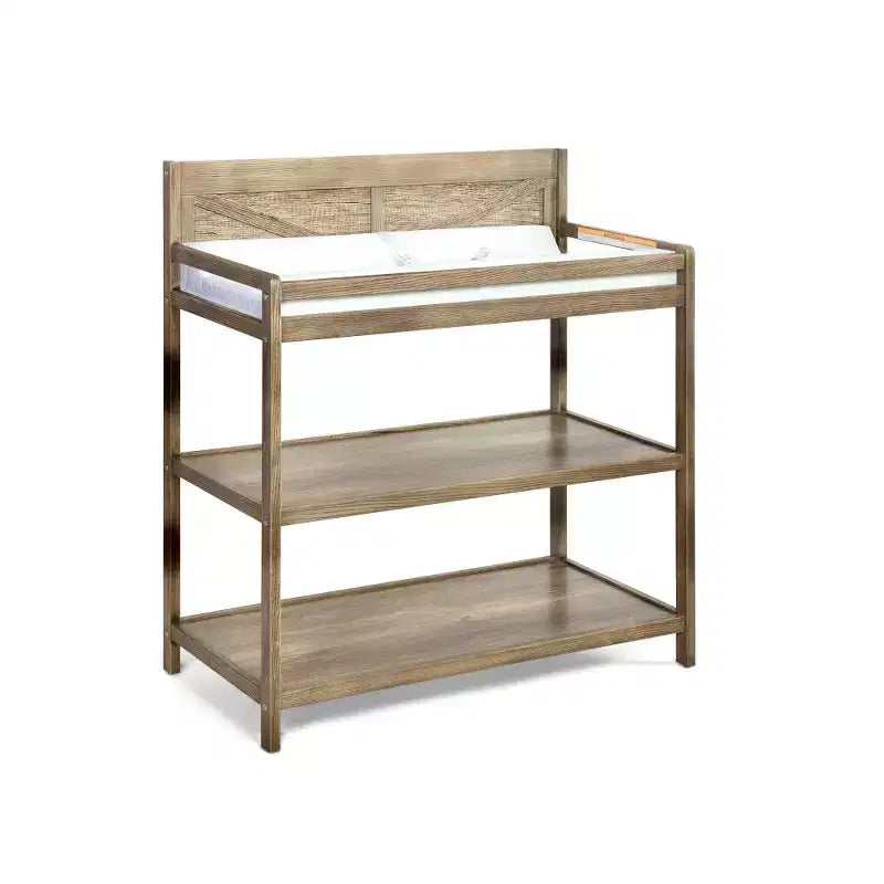Table à langer avec barrières de sécurité, Coordonnée au lit de bébé, Sûre et intemporelle - Châtaigne