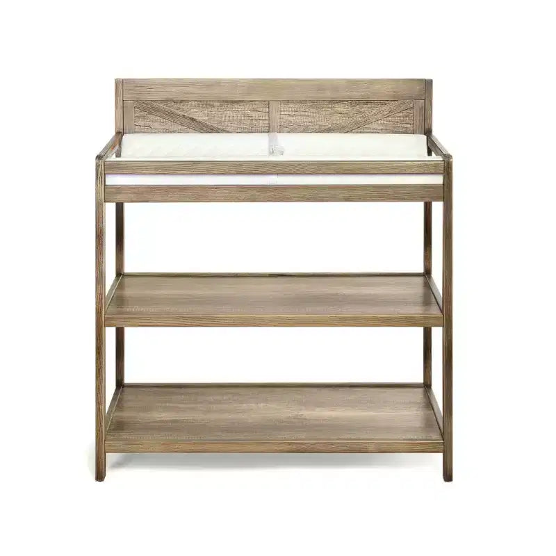 Table à langer avec barrières de sécurité, Coordonnée au lit de bébé, Sûre et intemporelle - Châtaigne