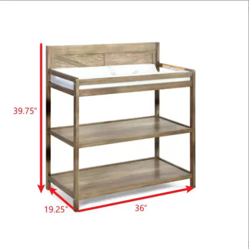 Table à langer avec barrières de sécurité, Coordonnée au lit de bébé, Sûre et intemporelle - Châtaigne