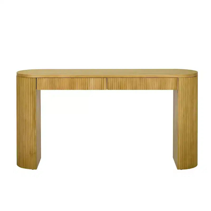 Console en bois cannelé avec tiroirs, table d'entrée étroite pour salon et entrée