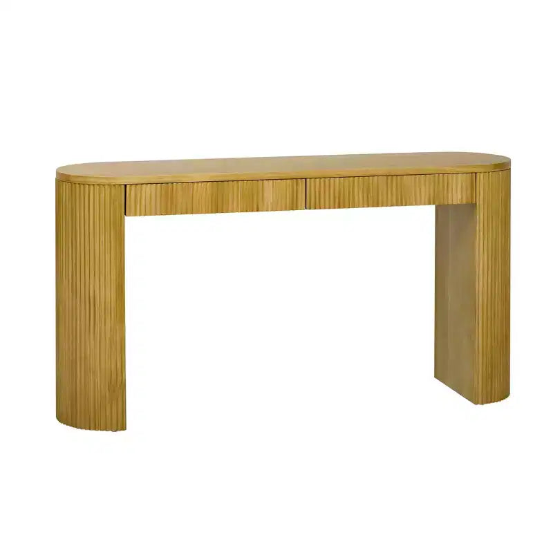 Console en bois cannelé avec tiroirs, table d'entrée étroite pour salon et entrée
