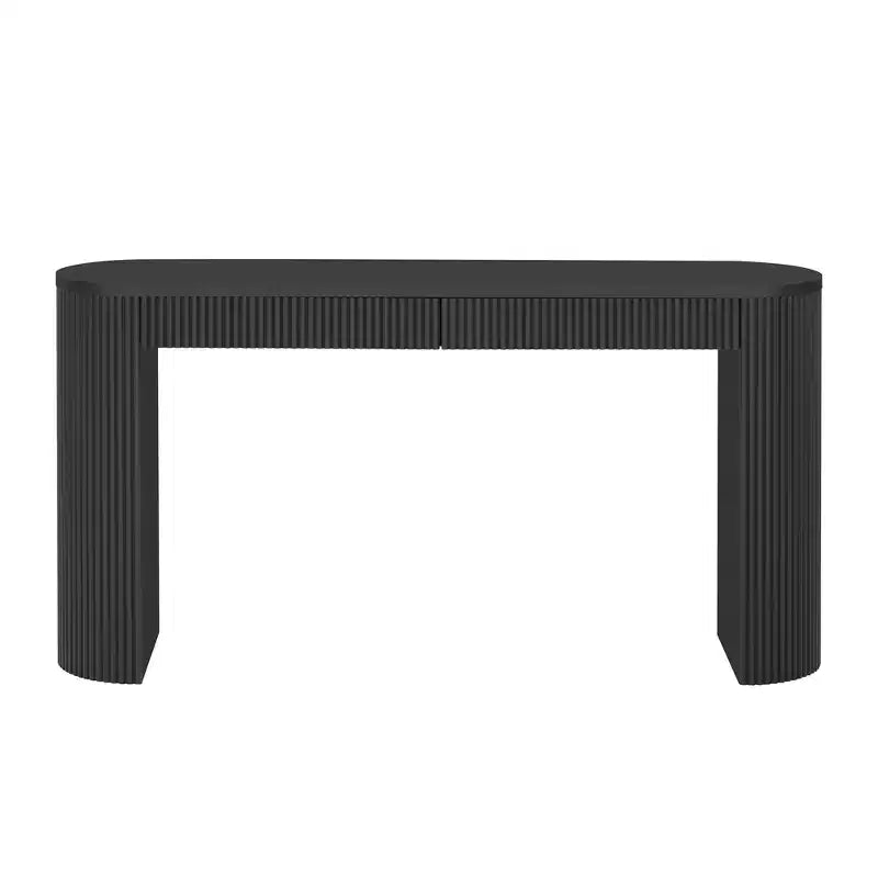 Console en bois cannelé avec tiroirs, table d'entrée étroite pour salon et entrée