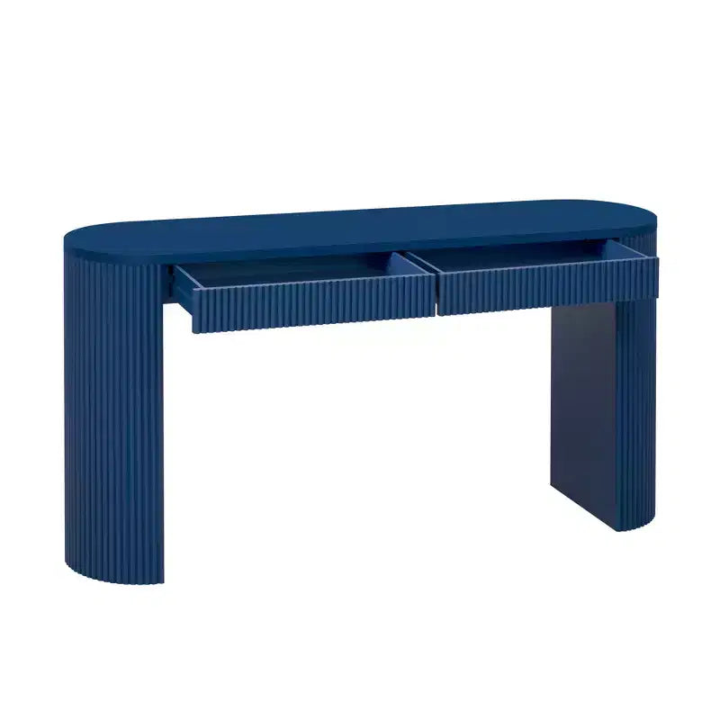 Console en bois cannelé avec tiroirs, table d'entrée étroite pour salon et entrée