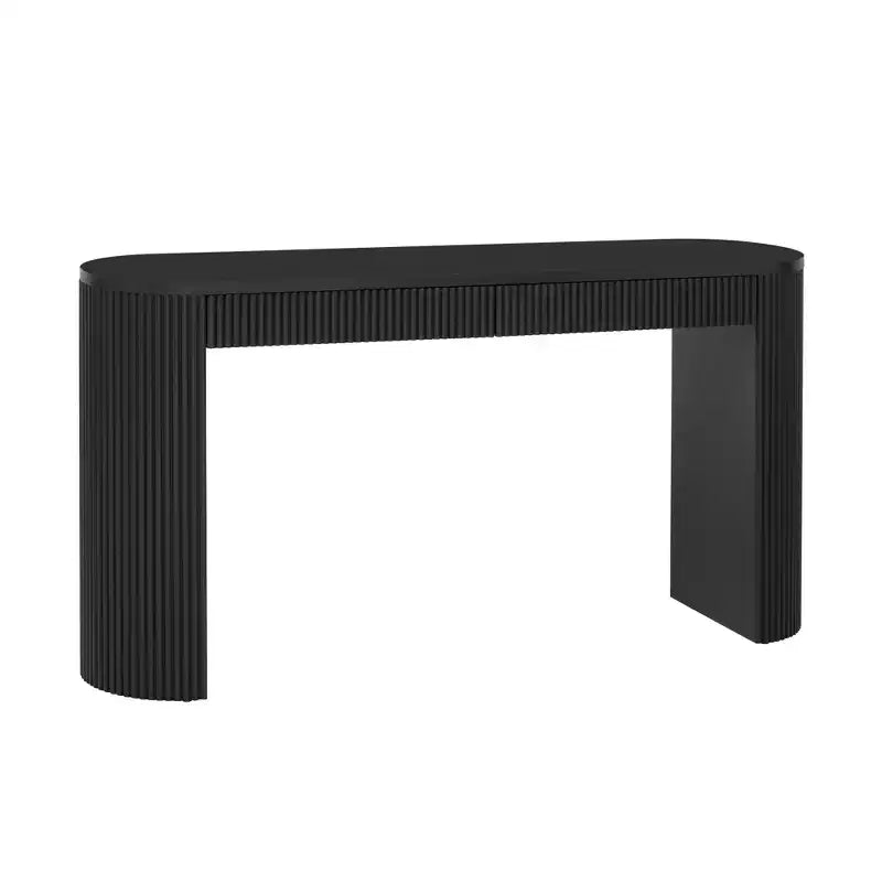 Console en bois cannelé avec tiroirs, table d'entrée étroite pour salon et entrée