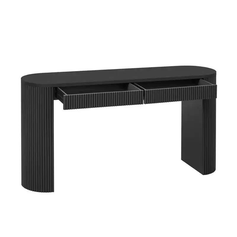 Console en bois cannelé avec tiroirs, table d'entrée étroite pour salon et entrée
