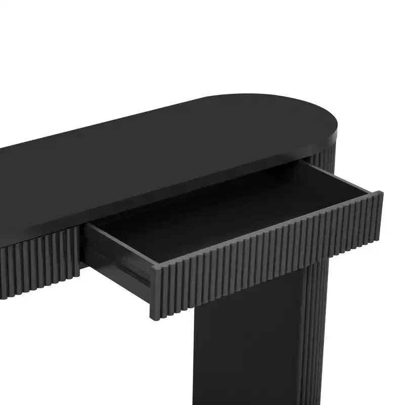Console en bois cannelé avec tiroirs, table d'entrée étroite pour salon et entrée