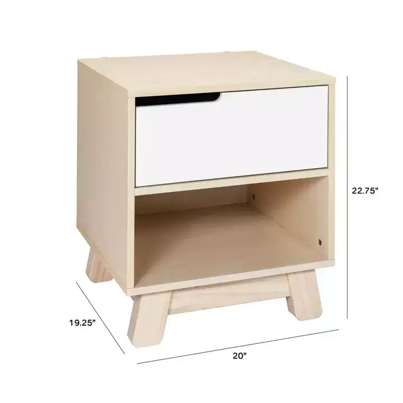 Table de chevet mi-siècle avec port USB, Beige