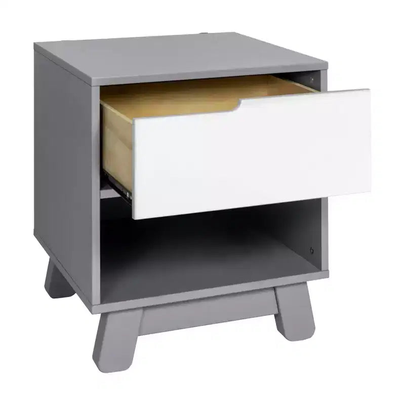Table de chevet mi-siècle avec port USB, Beige