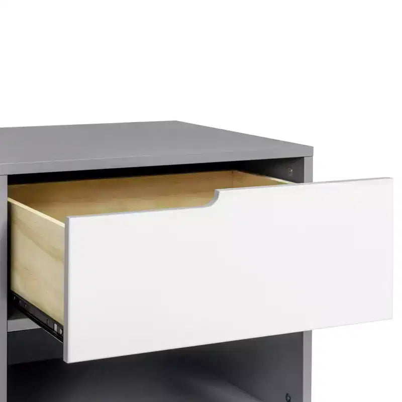 Table de chevet mi-siècle avec port USB, Beige