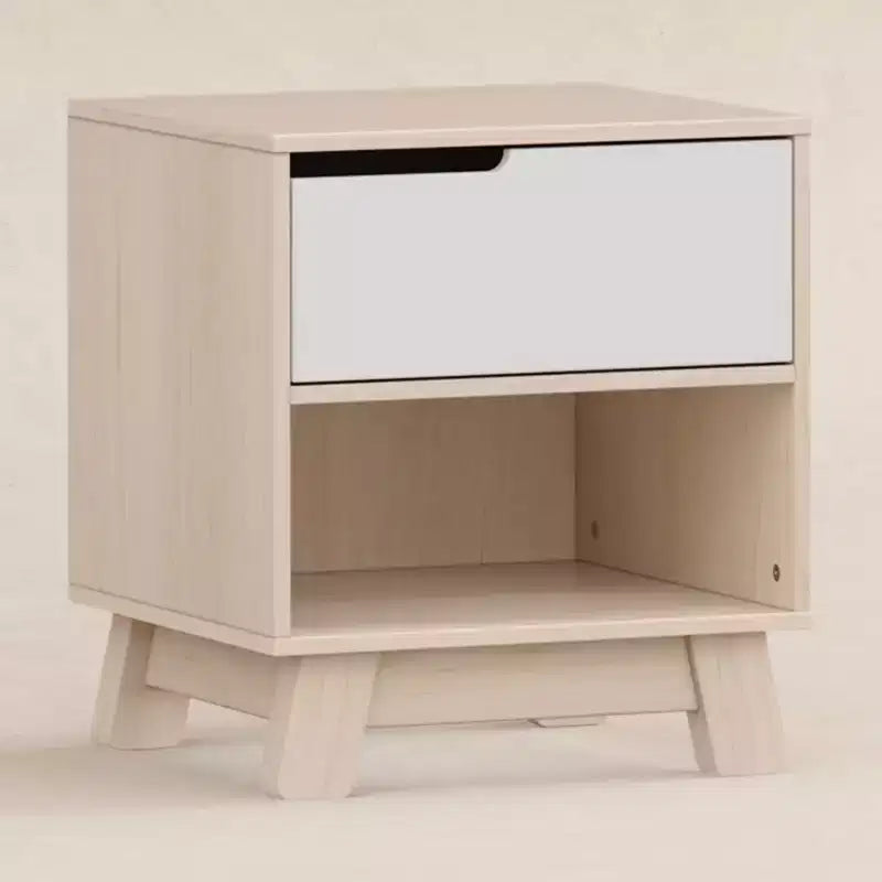 Table de chevet mi-siècle avec port USB, Beige