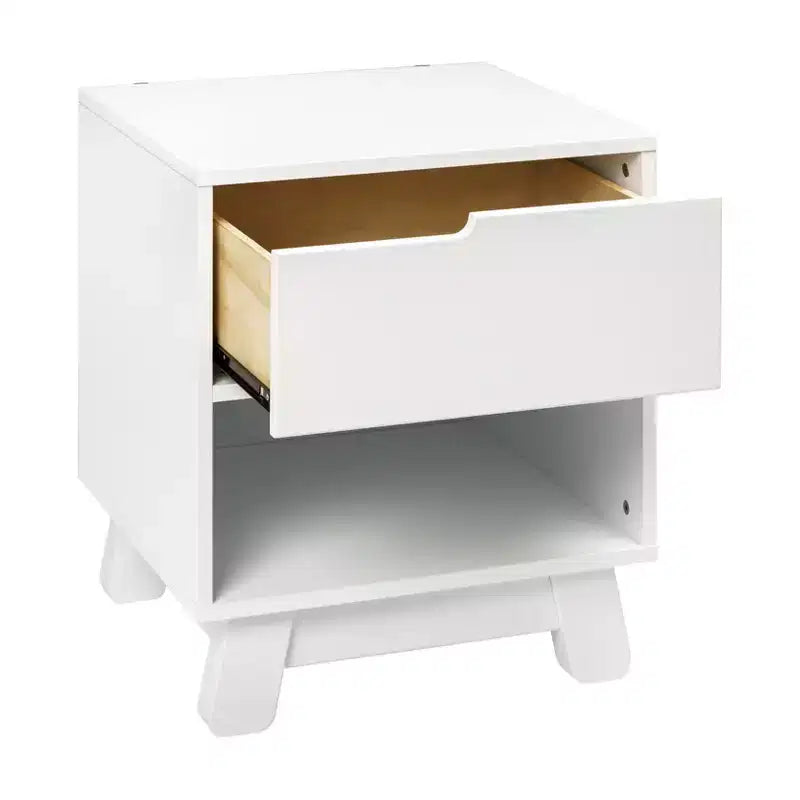 Table de chevet mi-siècle avec port USB, Beige