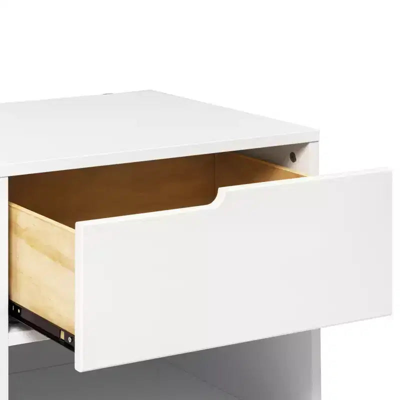 Table de chevet mi-siècle avec port USB, Beige