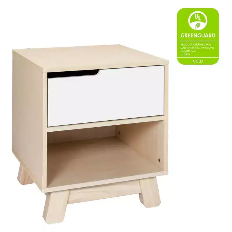 Table de chevet mi-siècle avec port USB, Beige