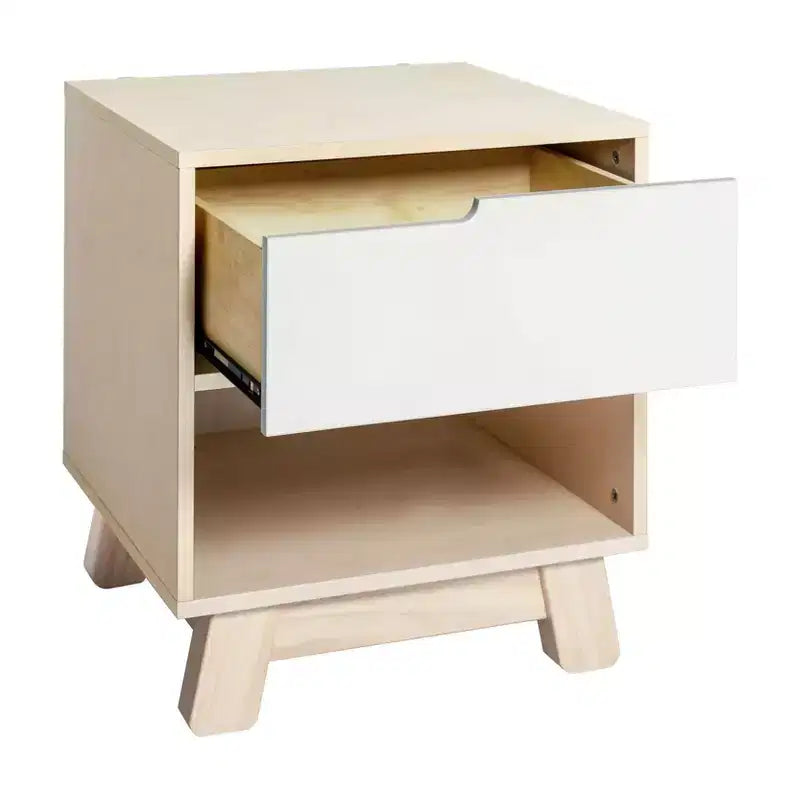 Table de chevet mi-siècle avec port USB, Beige