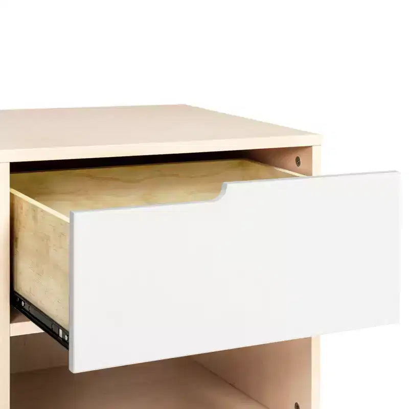 Table de chevet mi-siècle avec port USB, Beige