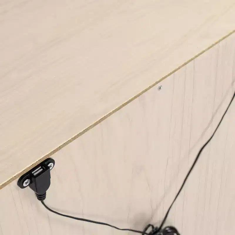 Table de chevet mi-siècle avec port USB, Beige