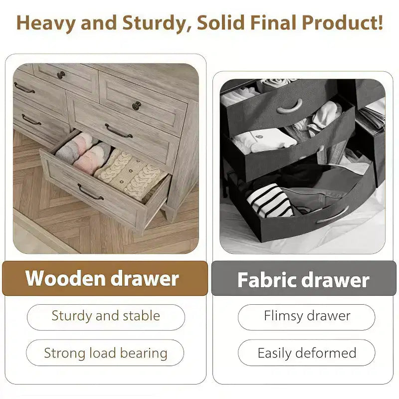 Commode 7 tiroirs de 137 cm avec dispositif anti-basculement, meuble de rangement moderne pour chambre et salon, structure en MDF